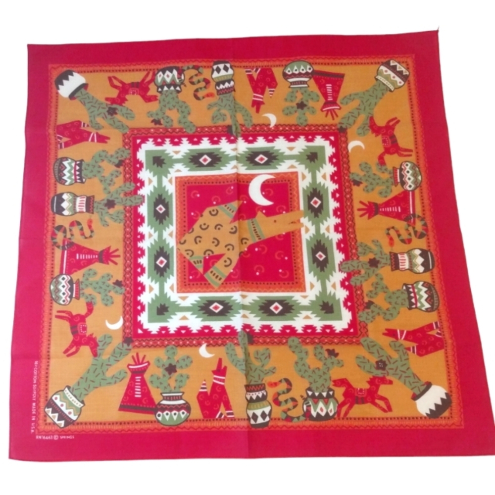 Vintage‎ AMERICAN Native 80s Bandanna Made in USA